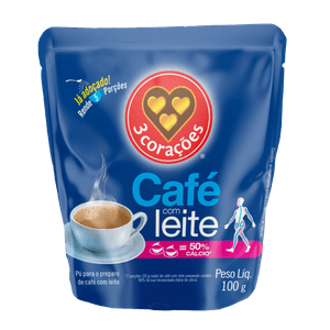 Café com Leite 3 Corações com Cálcio Refil 100g