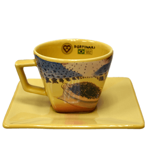 Xícara de Porcelana Portinari com Pires 3 Corações Obra Café 75ml