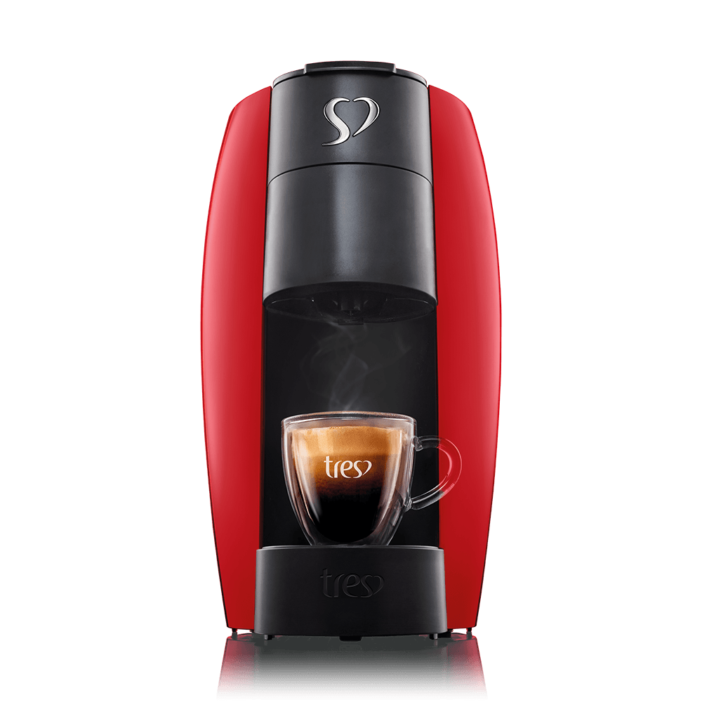 Cafeteira Espresso Lov Vermelha Automática Logo Cromado Tres 3 Corações Cafés Cápsulas