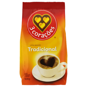 Café Torrado e Moído 3 Corações Tradicional Pacote 500g