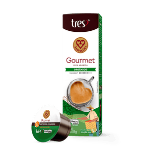 Cápsula de Café Espresso Gourmet Orgânico TRES 3 Corações