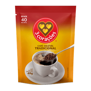 Café Solúvel Granulado 3 Corações Tradicional Refil 40g