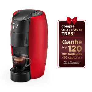 Cafeteira Espresso LOV Vermelha Automática Logo Cromado - TRES 3 Corações