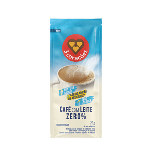 Café Com Leite Zero% 3 Corações 30 Sachês com 20g Cada